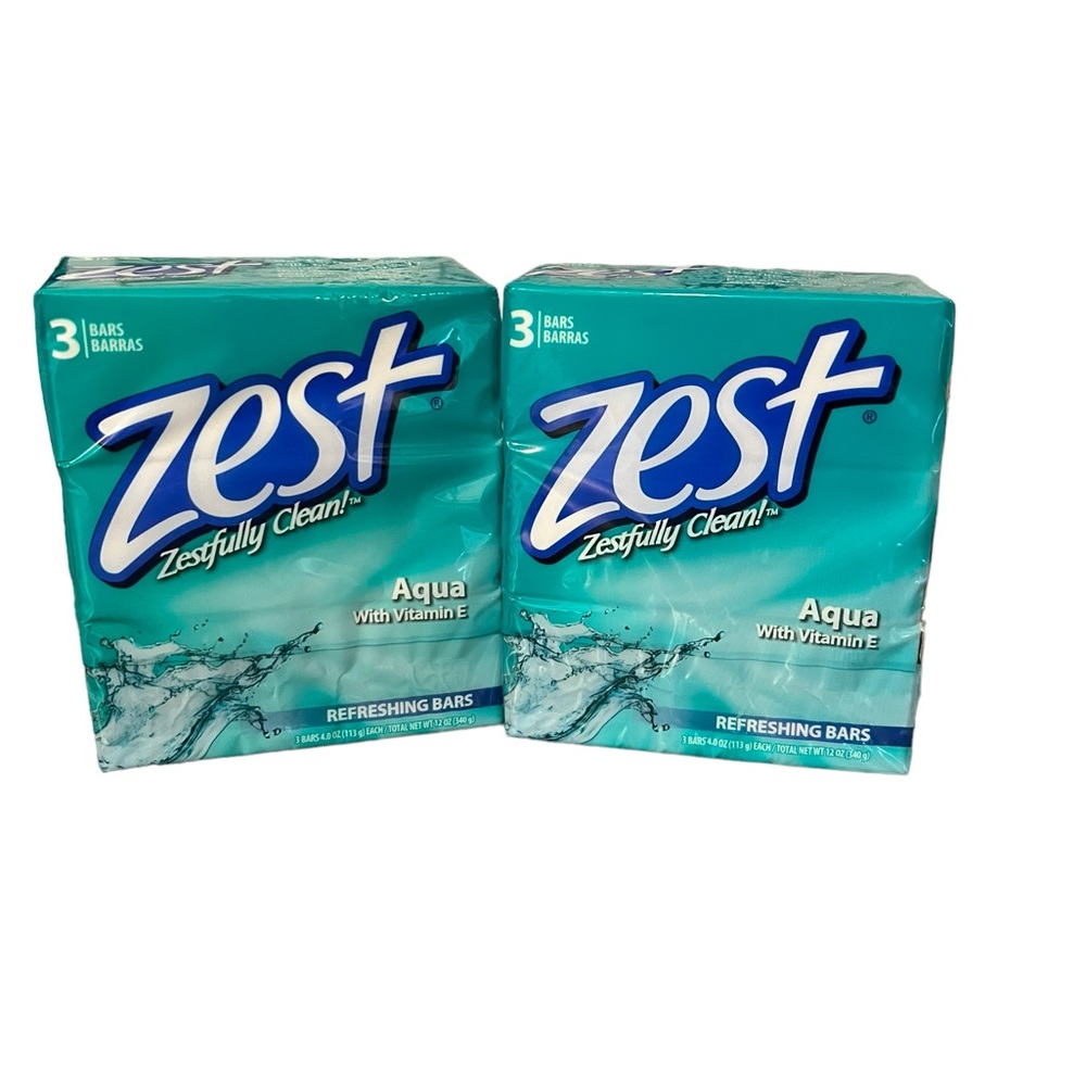 Lot Of 6 4 oz. Zest Aqua Refreshing Bars with Vitamin E New & Sealed